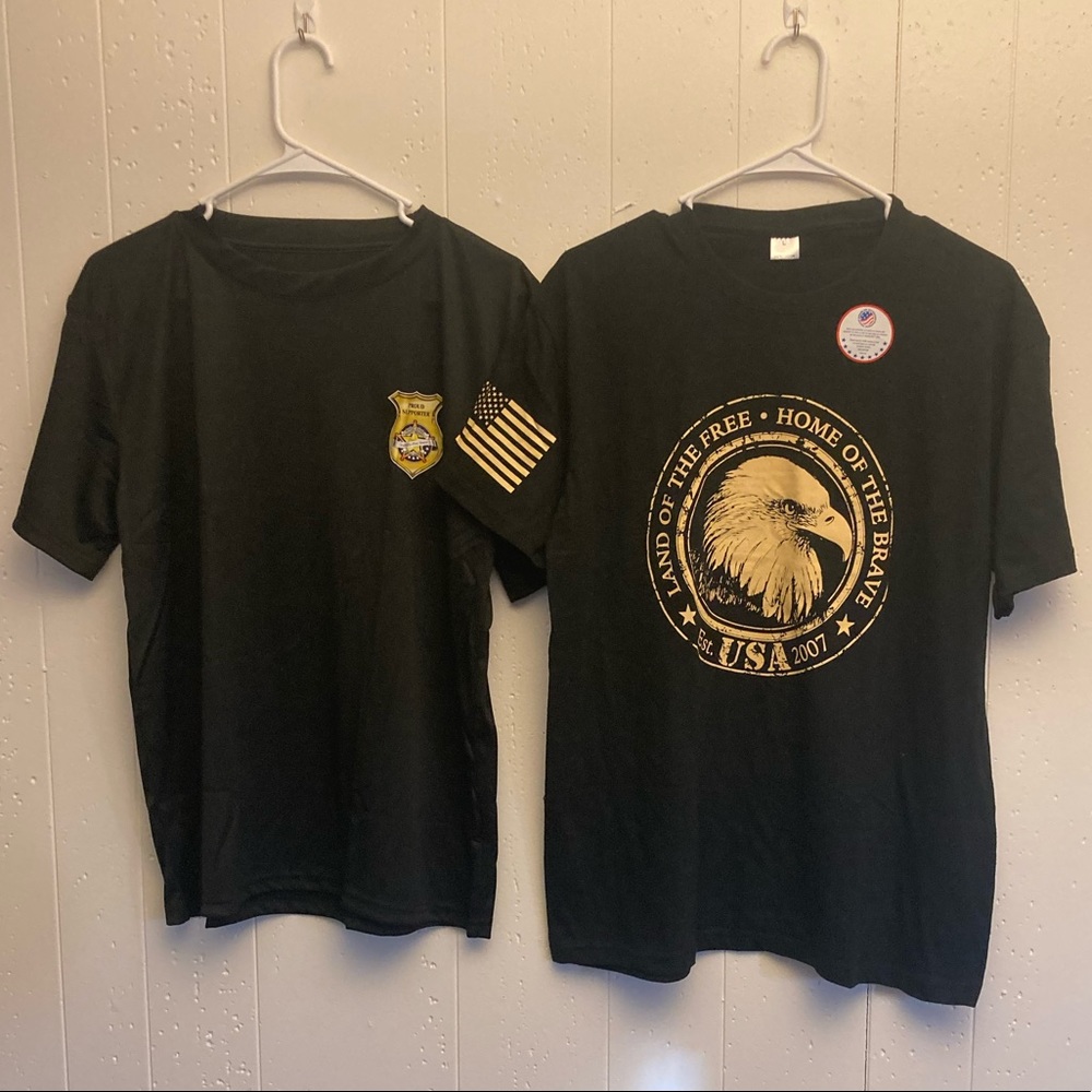 NWOT 2 for 1 America Support black T-Shirts